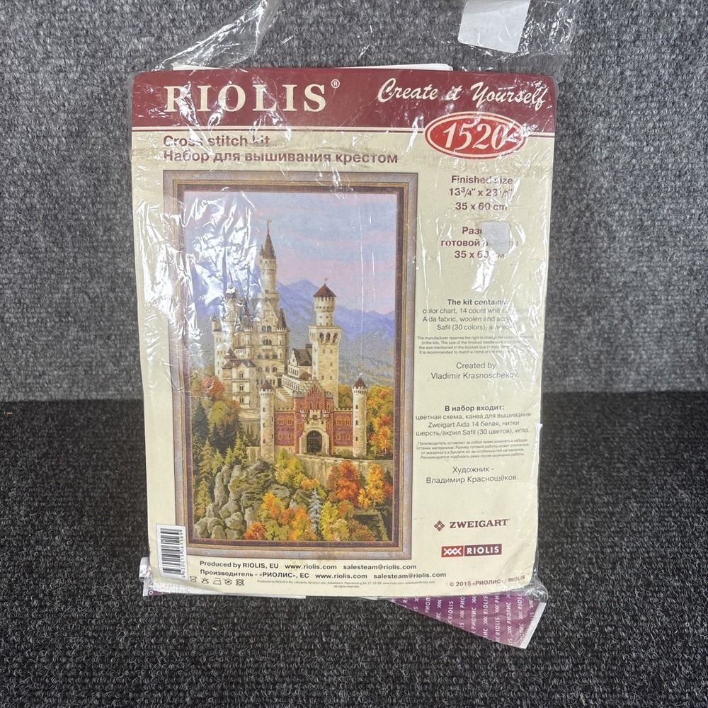 Riolis~Zweigart‎ Cross Stitch Kit~Neuschwanstein Castle~13.75"x23.5"